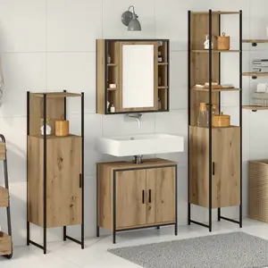 Comparateur de prix : vidaXL Ensemble de mobilier de salle de bain avec étagère 4 pcs Marron