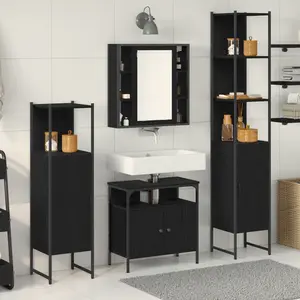 Comparateur de prix : vidaXL Vidaxl Ensemble De Meubles De Salle De Bain 4 Pièces En Bois D'ingénierie Chêne Noir