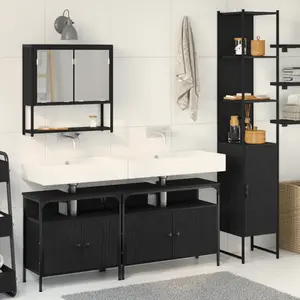 vidaXL Ensemble de mobilier de salle de bain 4 pcs Chêne noir