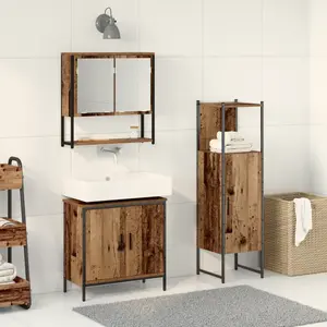Comparateur de prix : vidaXL Vidaxl Ensemble De Meubles De Salle De Bain 3 Pièces En Bois Vieux Et En Contreplaqué