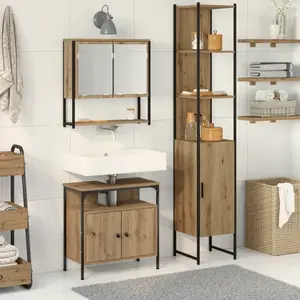 vidaXL Vidaxl Ensemble De Meubles De Salle De Bain 3 Pièces En Chêne Artisanal En Bois D'ingénierie pas cher
