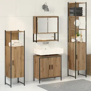 Comparateur de prix : vidaXL Vidaxl Ensemble De Meubles De Salle De Bain En 4 Pièces En Bois D'artisan