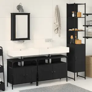 Comparateur de prix : vidaXL Vidaxl Ensemble De Meubles De Salle De Bain De 4 Pièces Chêne Noir