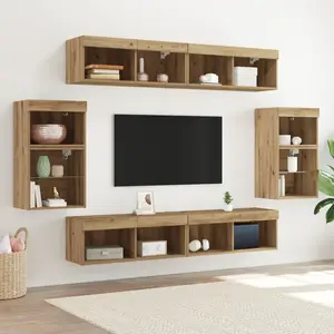 vidaXL Ensemble meuble TV 8 pcs chêne artisanal Bois d'ingénierie pas cher