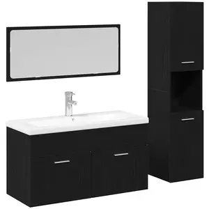 Comparateur de prix : vidaXL Ensemble De Meubles De Salle De Bain 2 Pièces Vidaxl Chêne Noir Bois D'ingénierie, Cabinet Mural Salle De Bain Vidaxl En Chêne Noir, 30x30x130 Cm, En Bois D'ingénierie