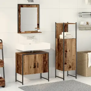 vidaXL Ensemble de mobilier de salle de bain avec étagère 3 pcs Marron pas cher