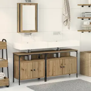 vidaXL Meubles de salle de bain 3 pcs Marron Bois d'ingénierie pas cher
