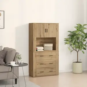 vidaXL Vidaxl Buffet Haut Set De 2 Chêne Artisanal Bois D'ingénierie pas cher
