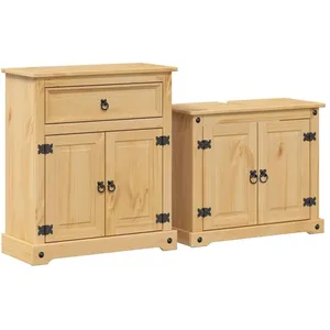 Vidaxl Ensemble De Meubles Salle De Bain 2 Pcs Corona Bois Pin Massif pas cher
