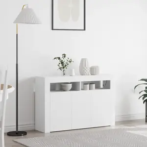 vidaXL Buffet Blanc Blanc Bois d'ingénierie 116 x 30 x 75 cm Moderne