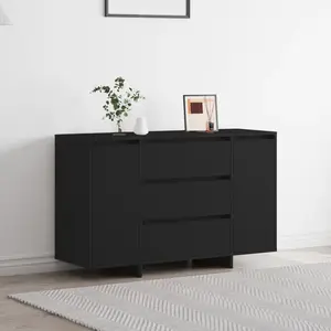 vidaXL Buffet avec tiroir Noir 120 x 41 x 75 cm Bois d'ingénierie pas cher