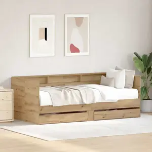 vidaXL Vidaxl Lit De Jour Avec Tiroirs Chêne Artisanal Bois D'ingénierie pas cher