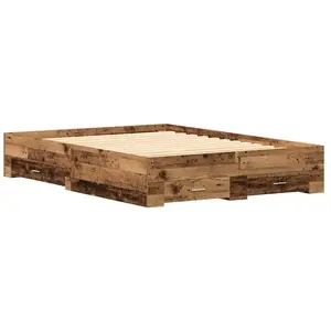 vidaXL Vidaxl Cadre De Lit Avec Tiroirs Bois Ancien Bois D'ingénierie pas cher