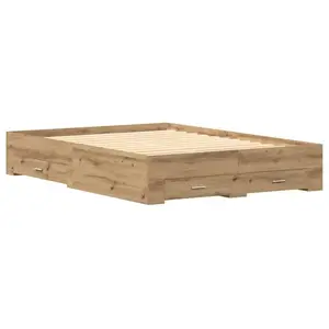 vidaXL Vidaxl Cadre De Lit Avec Tiroirs Chêne Artisan Bois D'ingénierie pas cher