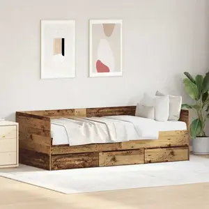 vidaXL Vidaxl Lit D'appoint Rustique Bois Ancien Bois D'ingénierie 90 X 200 Cm pas cher