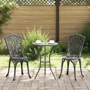 vidaXL Ensemble De Bistro 3 Pièces Vidaxl Noir En Aluminium pas cher