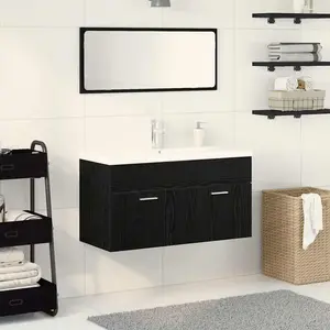 Comparateur de prix : vidaXL Ensemble de mobilier de salle de bain 3 pcs Chêne noir