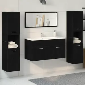 Comparateur de prix : vidaXL Ensemble De Mobilier De Salle De Bain Vidaxl Set De 3 Chêne Noir