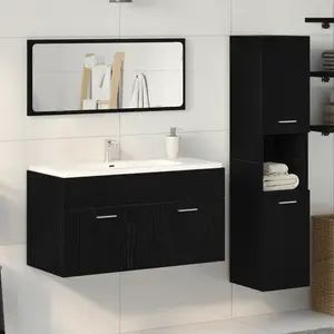 vidaXL Ensemble de mobilier de salle de bain 3 pcs Chêne noir pas cher