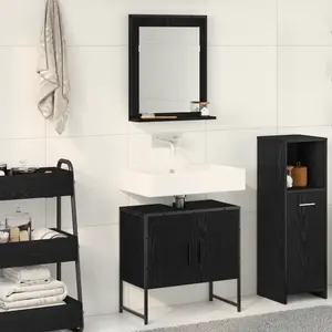 vidaXL Ensemble de mobilier de salle de bain Montage mural 2 pcs Noir pas cher