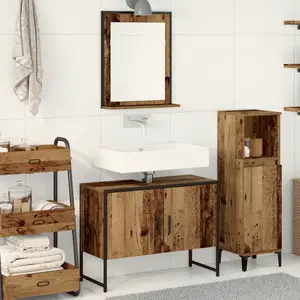 vidaXL Vidaxl Ensemble De Meubles De Salle De Bain 2 Pièces En Bois Ancien Et Bois Aggloméré pas cher