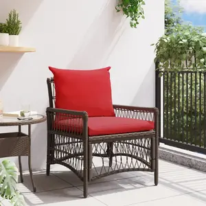 vidaXL Chaise de jardin avec coussin Marron 73 x 61 x 77 cm polyrotin pas cher