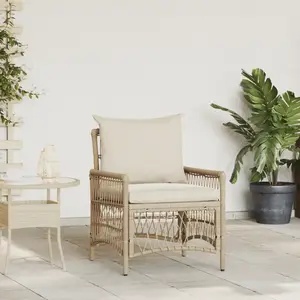 vidaXL Chaise de jardin avec coussin Beige 73 x 61 x 77 cm polyrotin pas cher