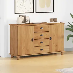 vidaXL Buffet avec tiroir ASKIM 133,5 x 40 x 79 cm Bois de pin massif pas cher