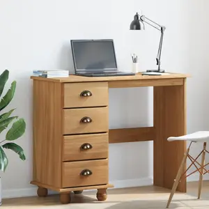 vidaXL Vidaxl Bureau 'askim' Avec Tiroirs 95x40x75 Cm En Bois Massif De Pin pas cher