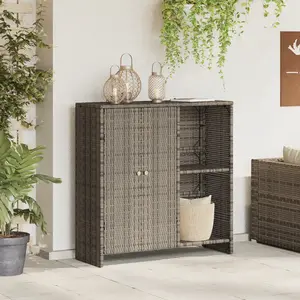 vidaXL Armoire De Rangement Vidaxl Grise 100x36x102 Cm Rattan pas cher