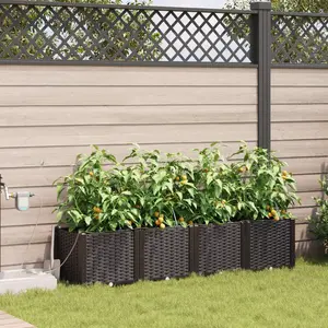 vidaXL Jardinières Vidaxl Avec Système D'irrigation 4 Pcs Marron pas cher