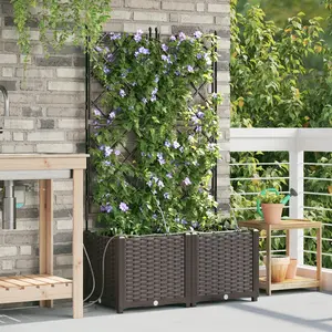 vidaXL Jardinières Vidaxl Avec Système D'irrigation 2 Pcs Marron pas cher