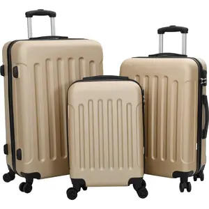 vidaXL Set de valises 3 pcs Valise rigide Champagne 20'' 24'' 28'' ABS pas cher