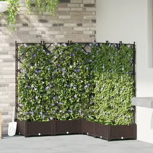 vidaXL Jardinière Vidaxl Avec Treillis 5 Pcs Marron 120x120x125,5 Cm pas cher