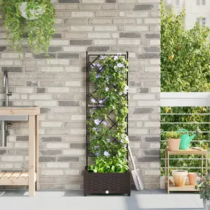 vidaXL Jardinière Avec Treillis Vidaxl Marron 40x40x125,5 Cm pas cher