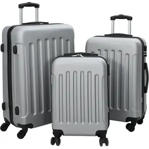 vidaXL Ensemble de valises 3 pcs coque dure argent 20'' 24'' 28'' ABS pas cher