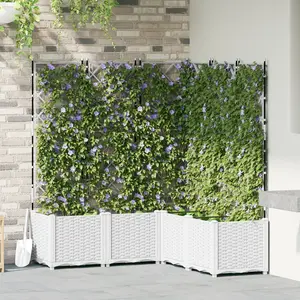 vidaXL Bac de jardin vidaXL avec treillis 5 pcs Blanc 120x120x143 cm pas cher