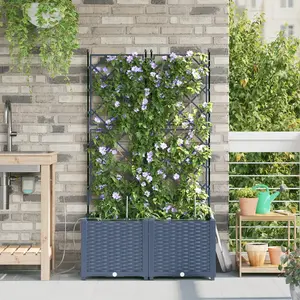 vidaXL Jardinières Vidaxl Avec Système D'irrigation 2 Pcs Gris pas cher