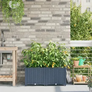 vidaXL Cache-pot de jardin Basketweave Gris 40 x 40 x 126cm Plastique pas cher