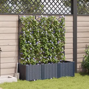 Comparateur de prix : vidaXL Jardinière Vidaxl Avec Treillis 3 Pcs Gris 120x40x143 Cm