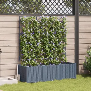 vidaXL Jardinière Vidaxl Avec Treillis 3 Pcs Gris Clair 120x40x143 Cm pas cher
