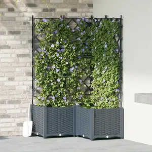 vidaXL Jardinière vidaXL avec trellis 3 pcs Gris clair 80x80x143 cm pas cher