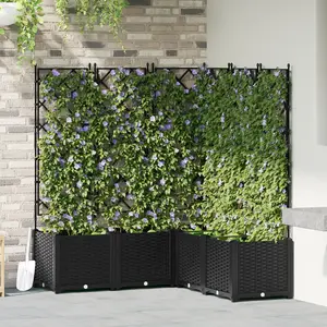 Comparateur de prix : vidaXL Jardinière avec treillis vidaXL 5 pcs Noir 120x120x143 cm