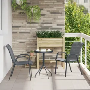 vidaXL - Tuin - Bistro - Set - 3 - pcs - Grijs - Staal pas cher