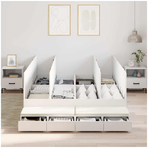 vidaXL Vidaxl Cadre De Lit Avec Rangement Blanc Bois D'ingénierie 140 X 190 Cm pas cher