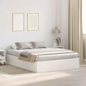 vidaXL Cadre De Lit Vidaxl Blanc Mdf Double Standard Lit De Rangement pas cher