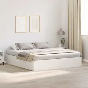 vidaXL Vidaxl Cadre De Lit Blanc Bois King Cadre De Lit Avec Rangement pas cher