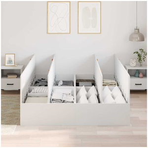 vidaXL Cadre De Lit Vidaxl Blanc Mdf 140 X 200 Cm Cadre De Lit Avec Rangement pas cher