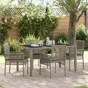 vidaXL Ensemble de salle à manger pour jardin 5 pcs Gris polyrotin pas cher