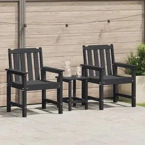 vidaXL Vidaxl Chaises De Jardin 2 Pcs Noir Hdpe pas cher